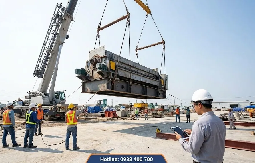 Nâng hạ thiết bị và kiểm soát trọng tâm trong ca thi công