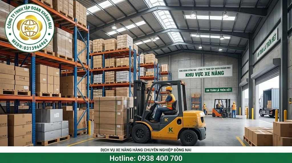 Xe nâng hàng tại kho xưởng Đồng Nai