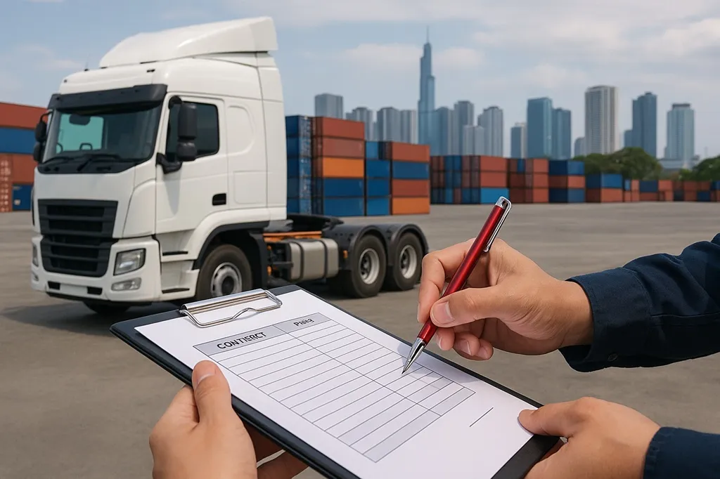 Ký hợp đồng và chốt giá thuê xe đầu kéo container
