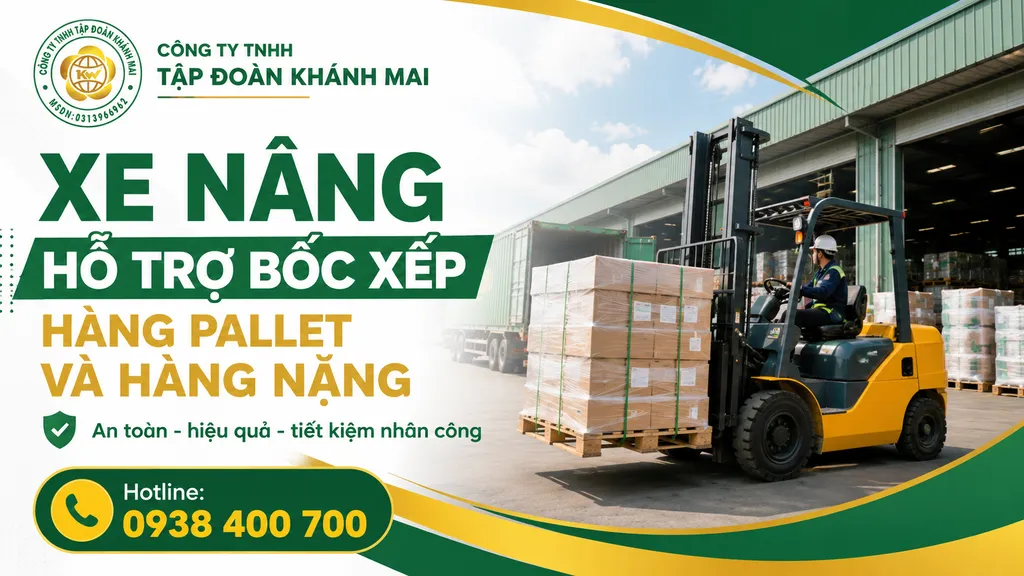 Xe nâng hỗ trợ bốc xếp hàng pallet và hàng nặng trong kho