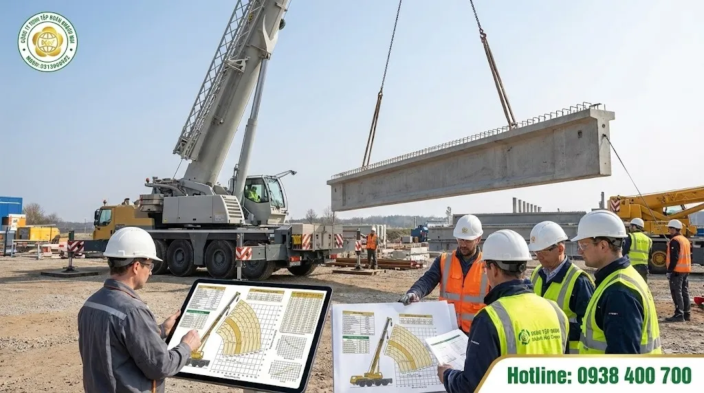 Áp dụng thực tế sơ đồ tại trọng cẩu tại công trình Khánh Mai đang thực hiện