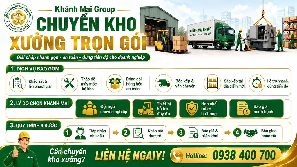 Chuyển kho xưởng trọn gói 24/7