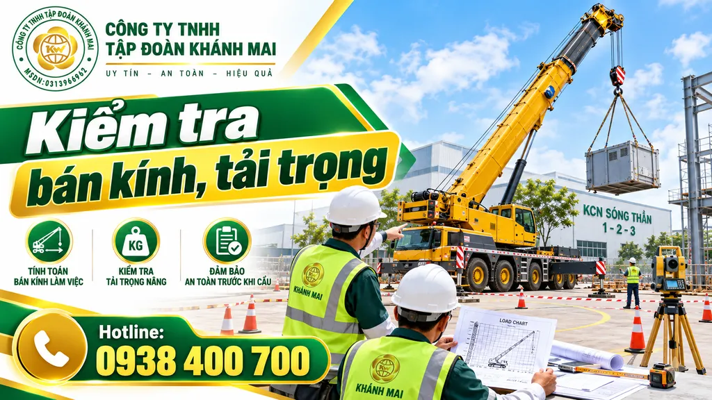 Kiểm tra bán kính và tải trọng xe cẩu tại KCN Sóng Thần
