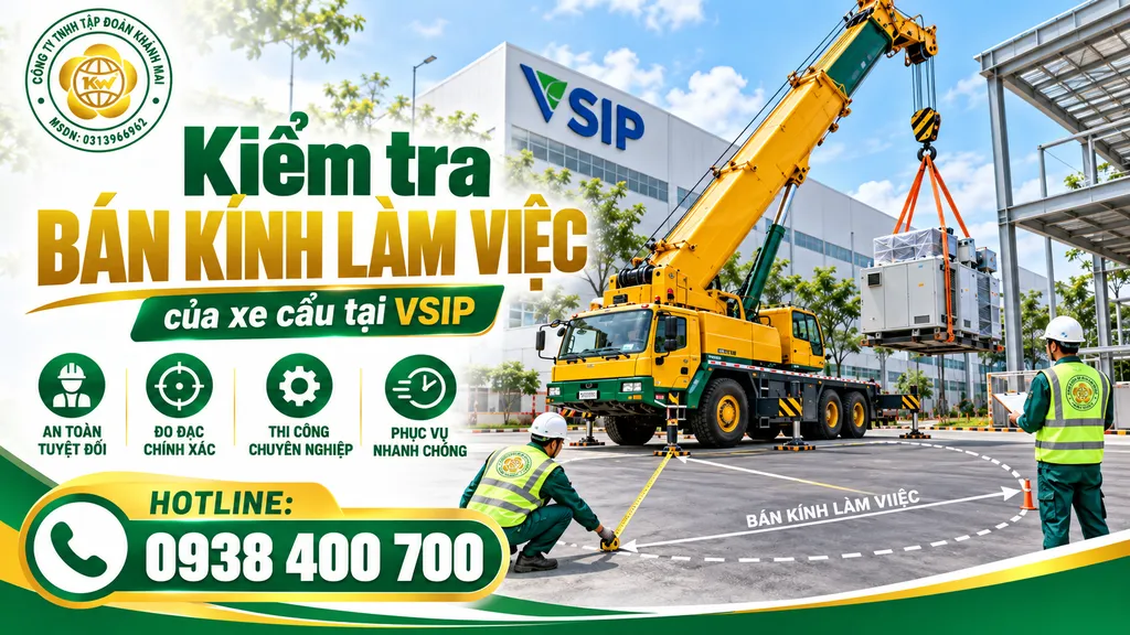 Kiểm tra bán kính làm việc của xe cẩu tại VSIP