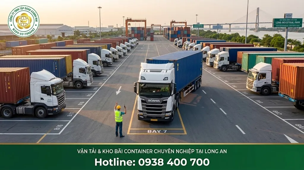 Điều phối xe đầu kéo container vào kho bãi tại Long An