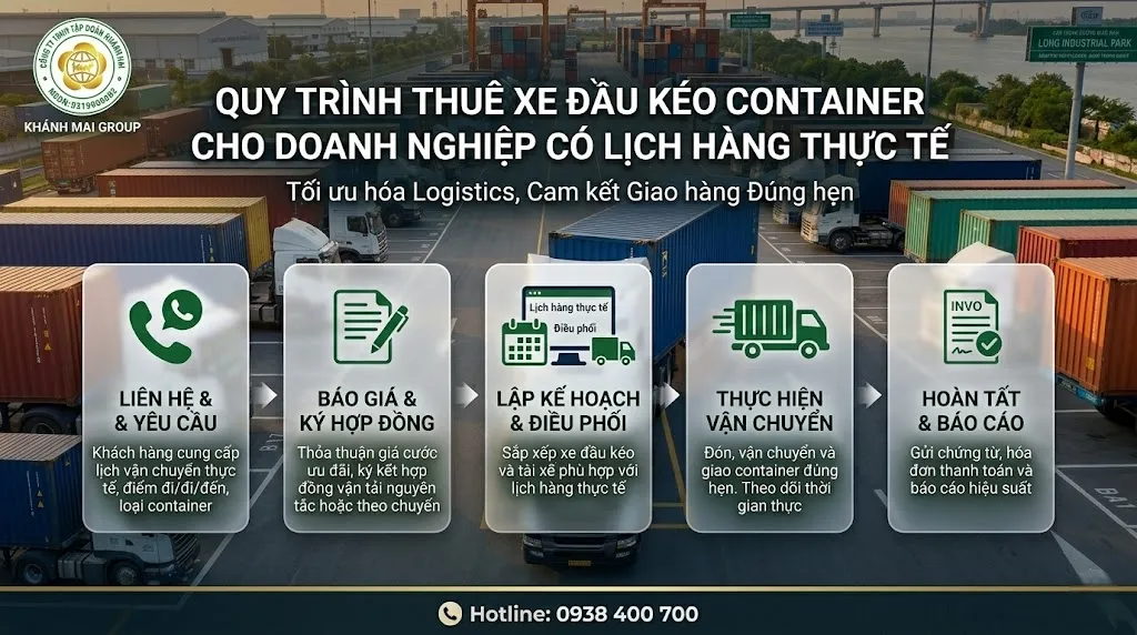 Quy trình thuê xe đầu kéo container cho doanh nghiệp có lịch hàng thực tế