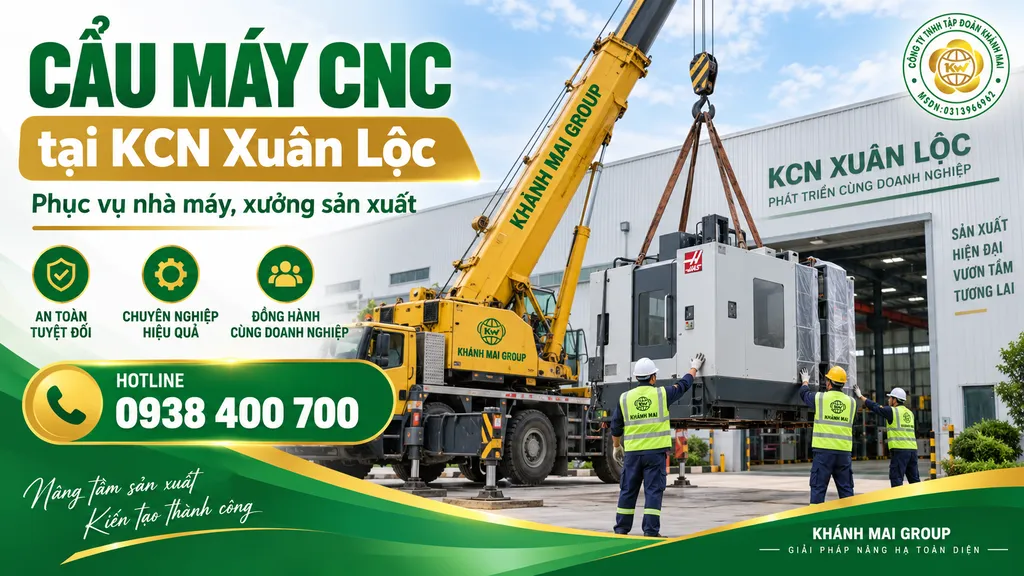Xe cẩu nâng máy CNC phục vụ nhà máy tại KCN Xuân Lộc
