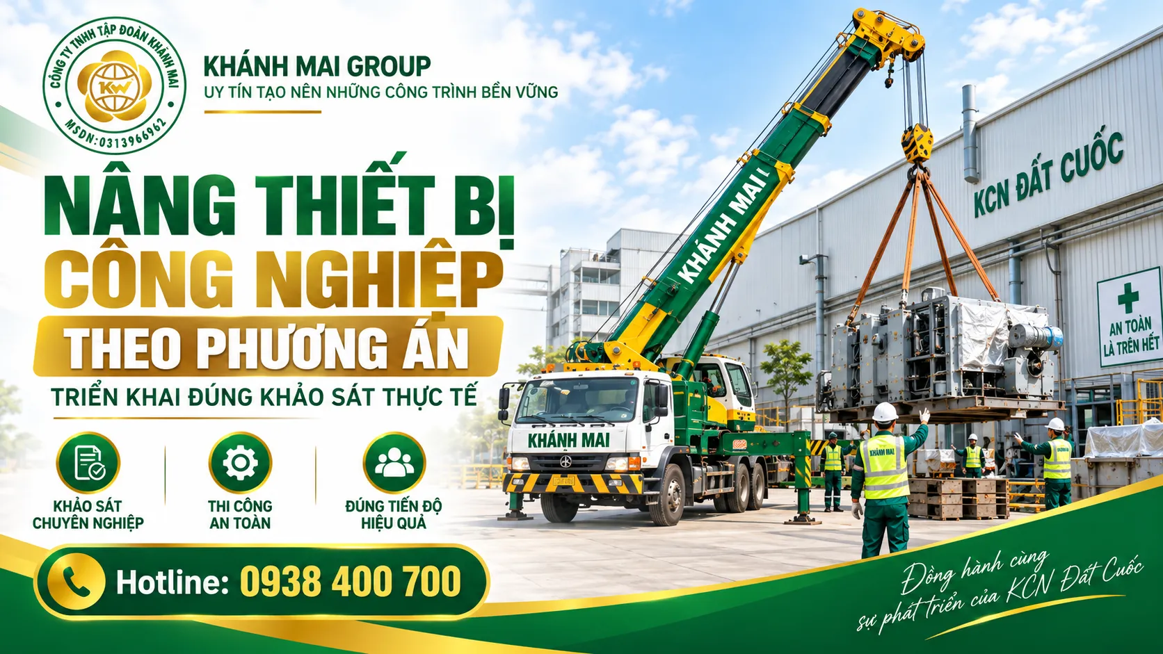 Xe cẩu nâng thiết bị công nghiệp theo phương án đã khảo sát
