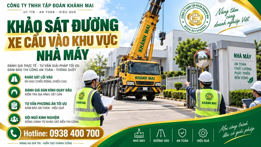Khảo sát đường xe cẩu vào khu vực nhà máy