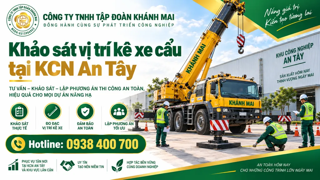 Khảo sát vị trí kê xe cẩu và chân chống tại KCN An Tây