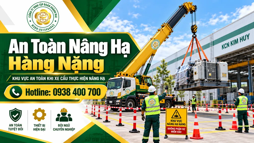 Khu vực an toàn khi xe cẩu thực hiện nâng hạ hàng nặng