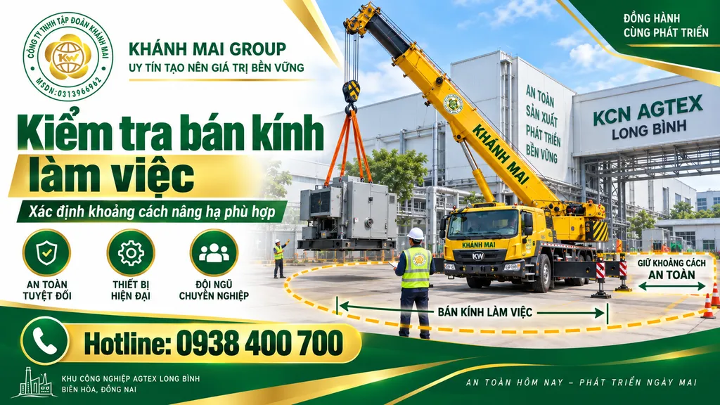 Kiểm tra bán kính làm việc của xe cẩu khi nâng thiết bị