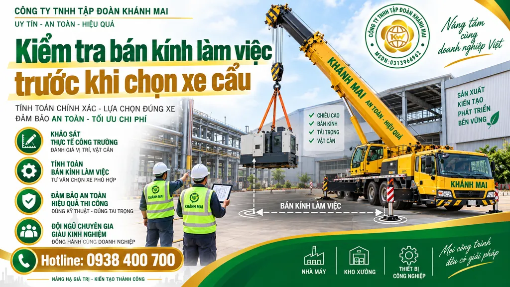 Kiểm tra bán kính làm việc trước khi chọn xe cẩu
