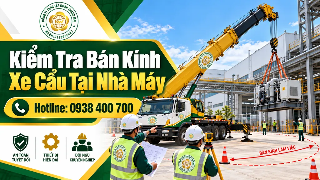 Kiểm tra bán kính làm việc của xe cẩu tại nhà máy