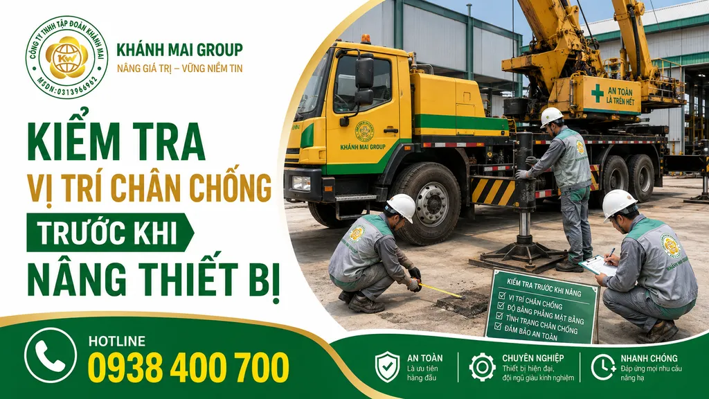 Kiểm tra vị trí chân chống xe cẩu tại nhà máy