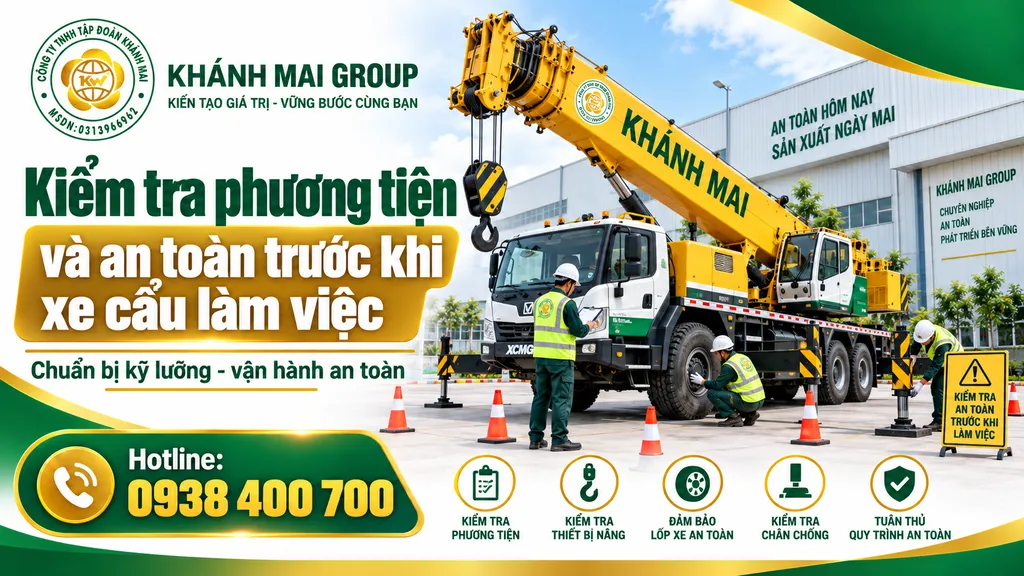Kiểm tra phương tiện và an toàn trước khi xe cẩu làm việc