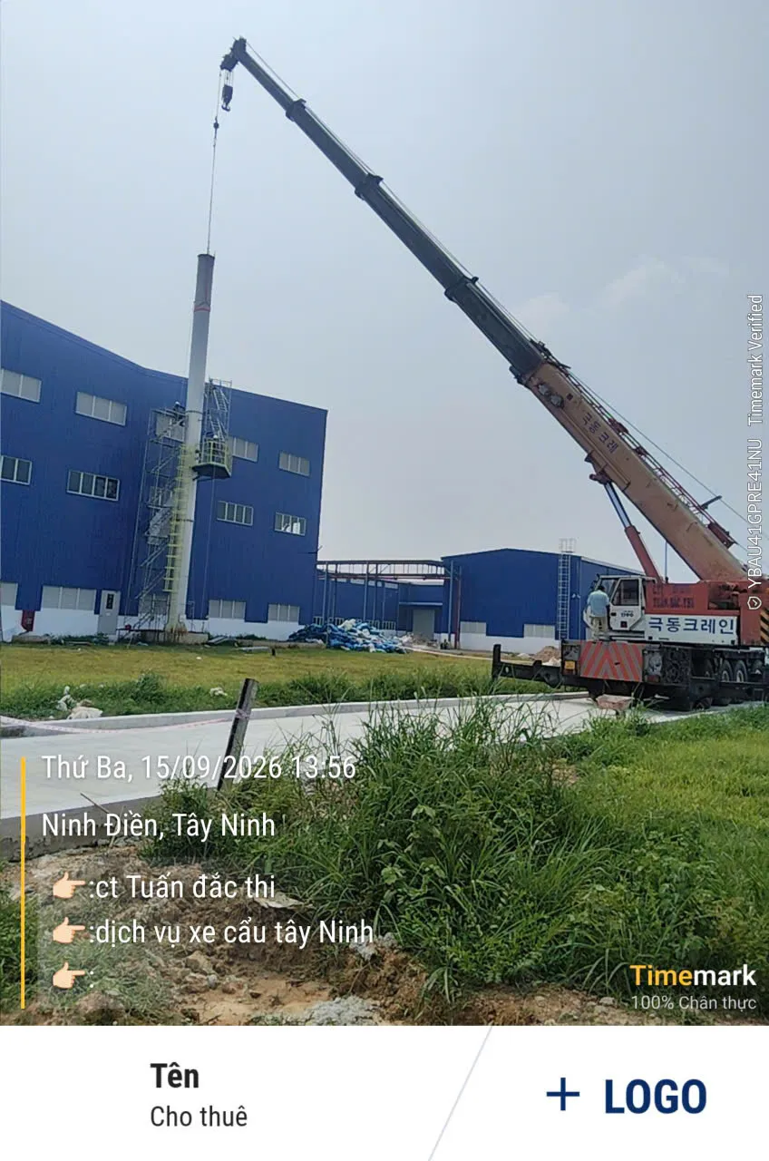 Toàn cảnh xe cẩu 110T làm việc tại Ninh Điền Tây Ninh