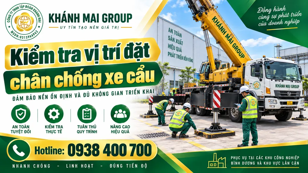 Kiểm tra vị trí đặt chân chống xe cẩu tại nhà máy