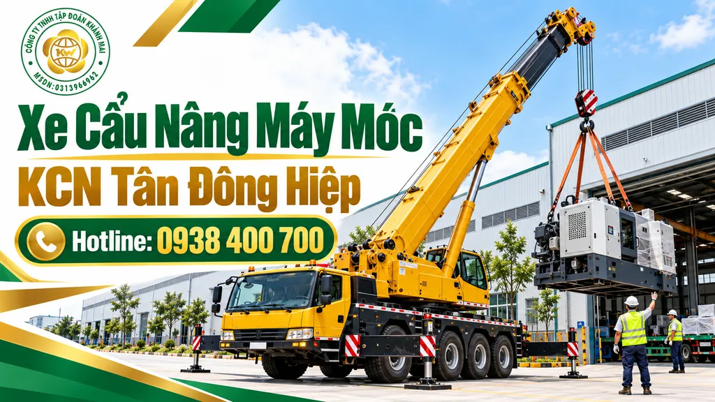 xe cẩu nâng máy móc tại KCN Tân Đông Hiệp