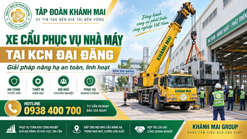 Xe cẩu phục vụ nhà máy tại KCN Đại Đăng