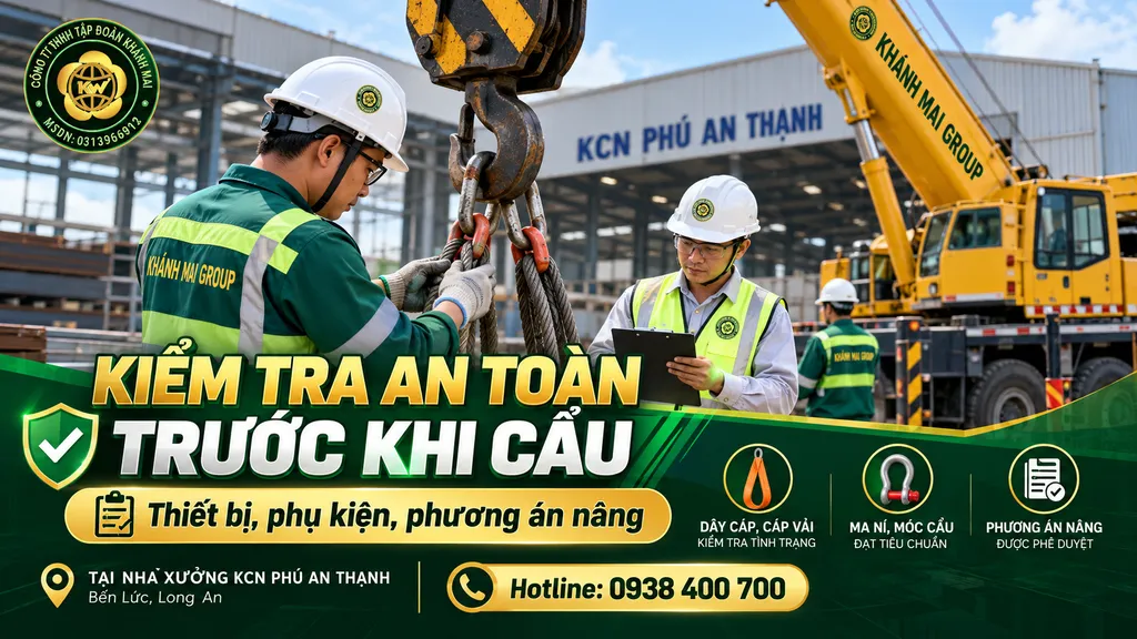 Kiểm tra thiết bị và phụ kiện nâng cẩu trước khi thi công tại nhà xưởng
