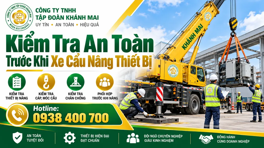 Kiểm tra an toàn trước khi xe cẩu nâng thiết bị