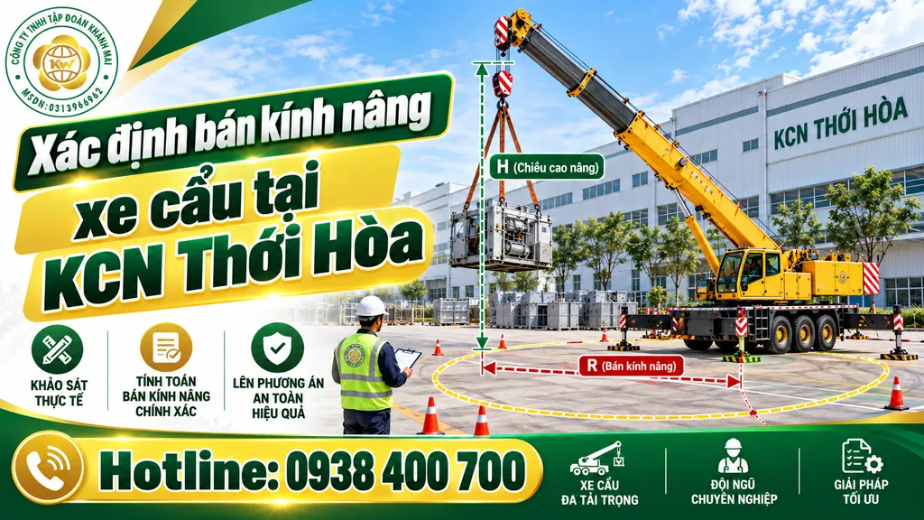 Xác định bán kính nâng xe cẩu tại KCN Thới Hòa