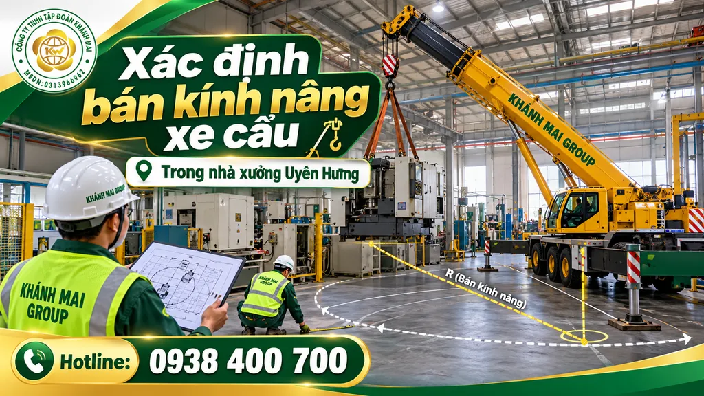 Xác định bán kính nâng xe cẩu trong nhà xưởng Uyên Hưng
