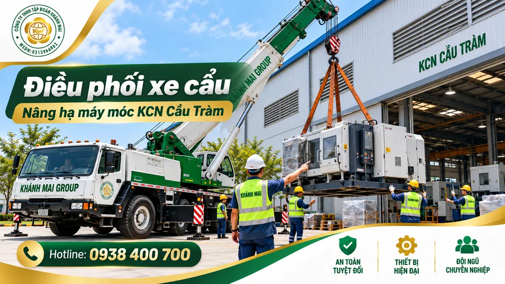 Điều phối xe cẩu nâng hạ máy móc tại KCN Cầu Tràm