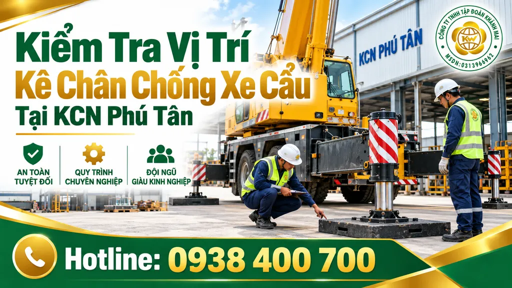 Kiểm tra vị trí kê chân chống xe cẩu trong nhà máy KCN Phú Tân