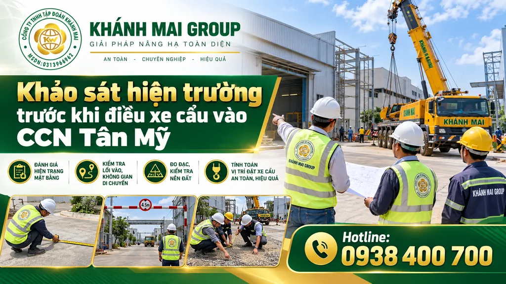 Khảo sát hiện trường trước khi điều xe cẩu vào CCN Tân Mỹ