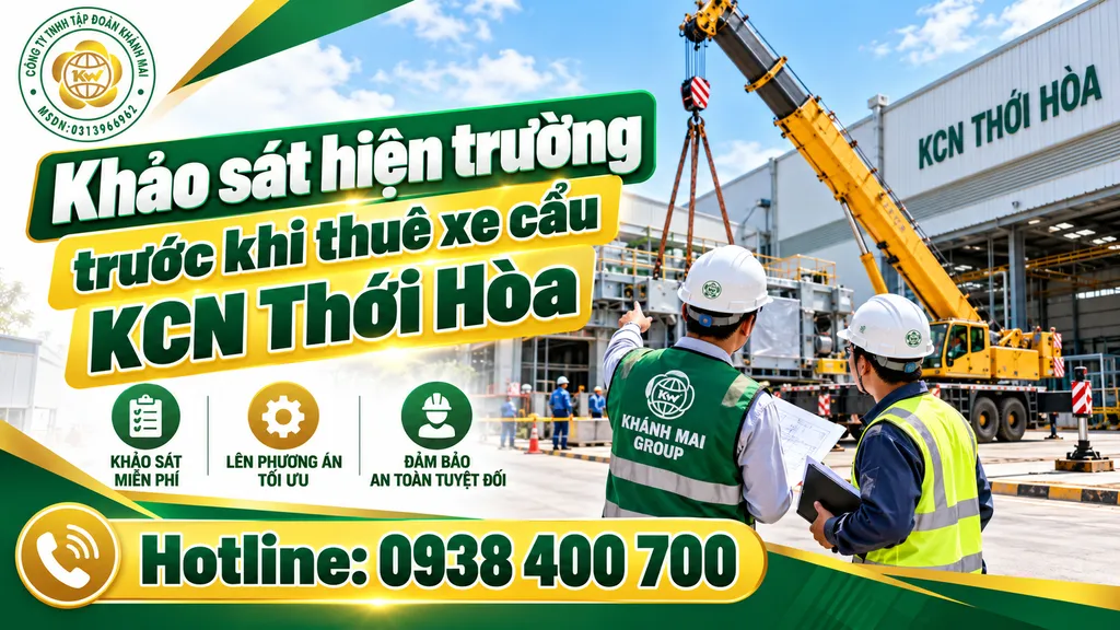 Khảo sát hiện trường trước khi thuê xe cẩu KCN Thới Hòa