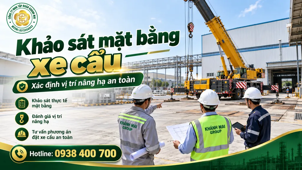 Khảo sát mặt bằng đặt xe cẩu và vị trí nâng hạ trong khu công nghiệp