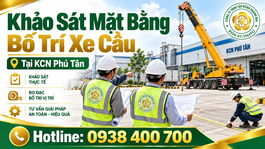 Khảo sát mặt bằng bố trí xe cẩu tại KCN Phú Tân