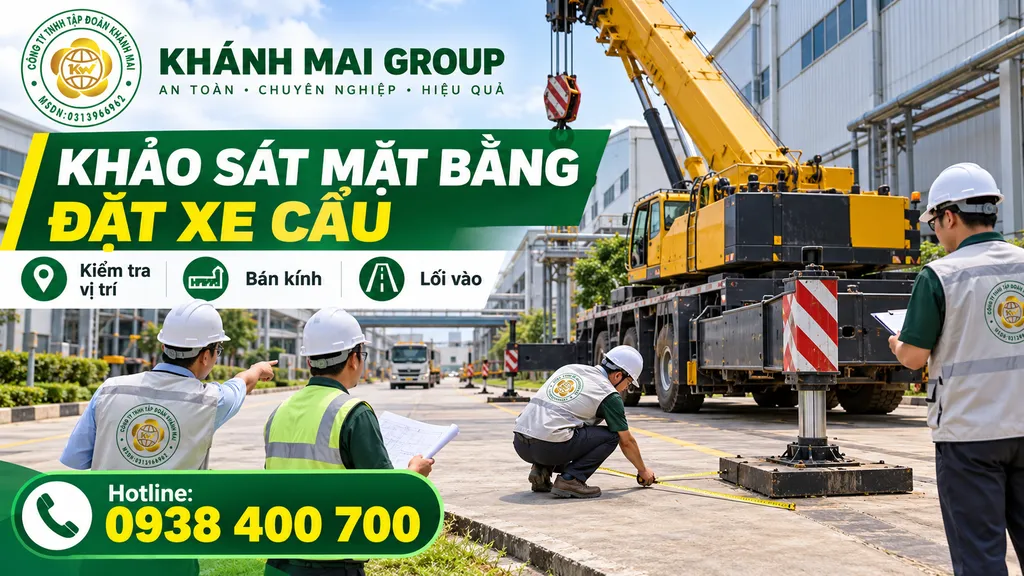 Khảo sát đường vào, vị trí đặt chân chống và bán kính nâng xe cẩu tại KCN