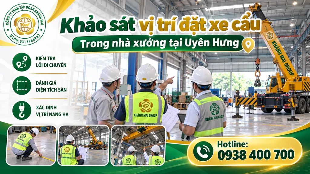 Khảo sát vị trí đặt xe cẩu trong nhà xưởng tại Uyên Hưng