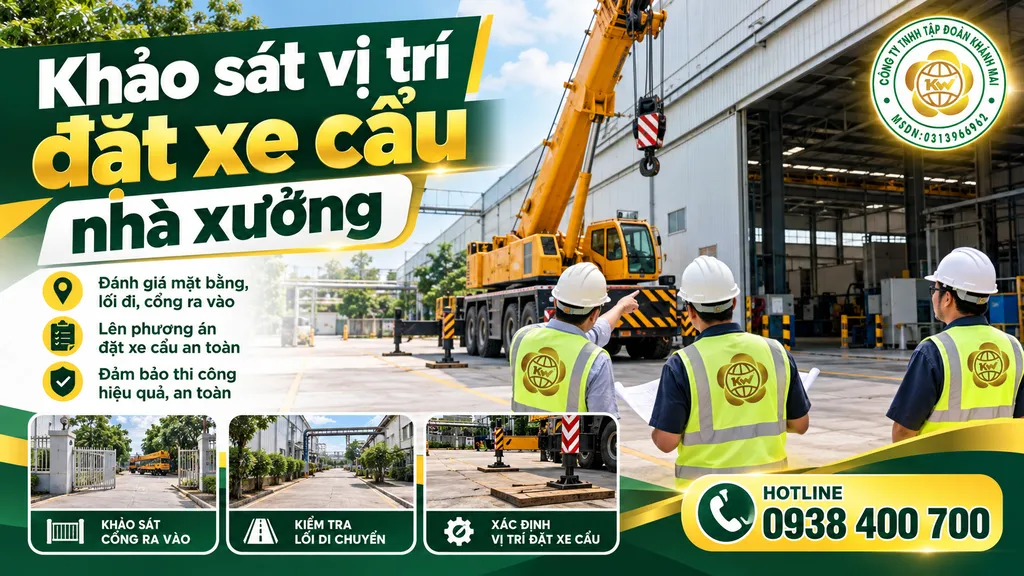 Khảo sát vị trí đặt xe cẩu, đường vào nhà xưởng và không gian nâng hạ máy móc