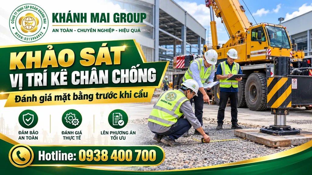 Kiểm tra nền và vùng triển khai chân chống trước khi bố trí xe cẩu