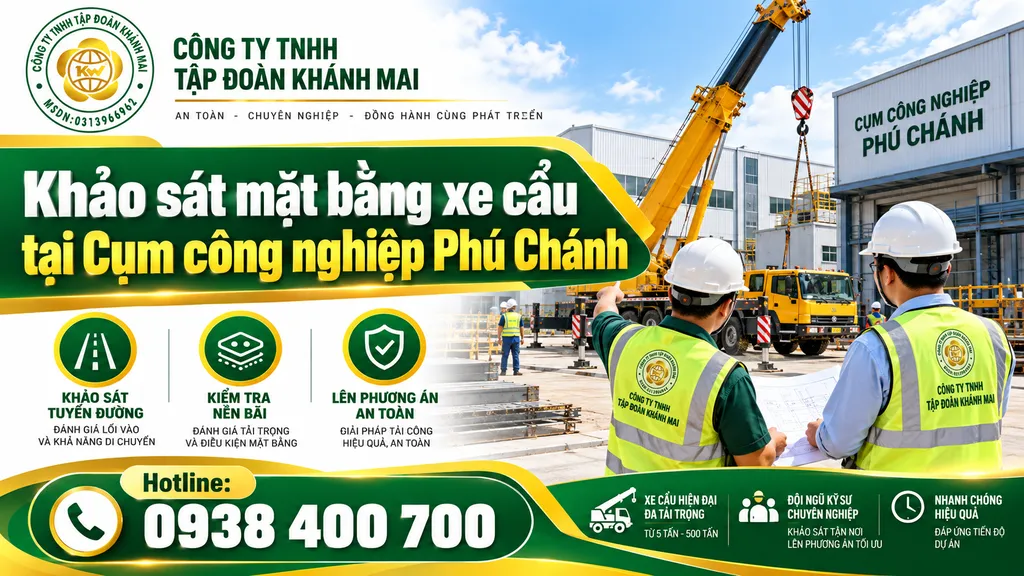 Khảo sát mặt bằng xe cẩu tại Cụm công nghiệp Phú Chánh
