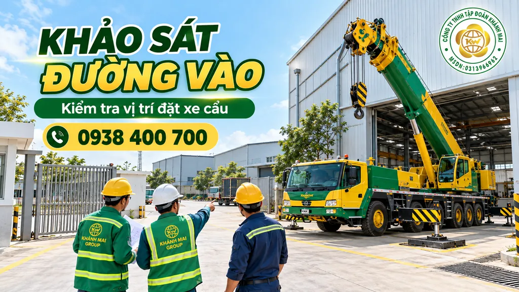 Kiểm tra đường vào và vị trí đặt xe cẩu tại nhà xưởng Bến Lức