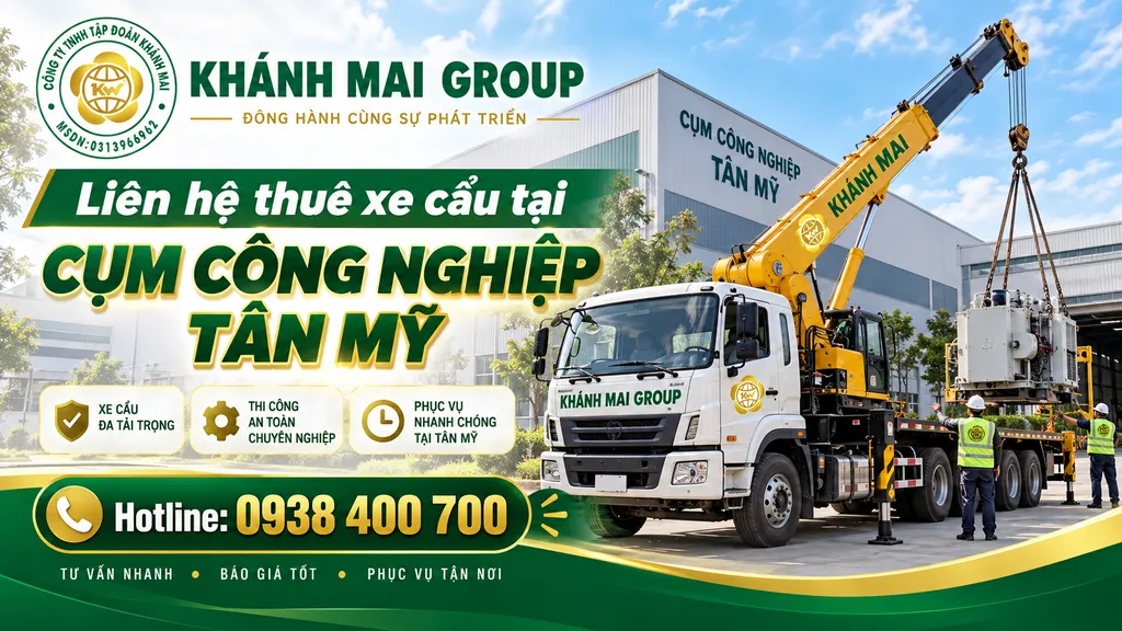 Liên hệ thuê xe cẩu tại Cụm công nghiệp Tân Mỹ