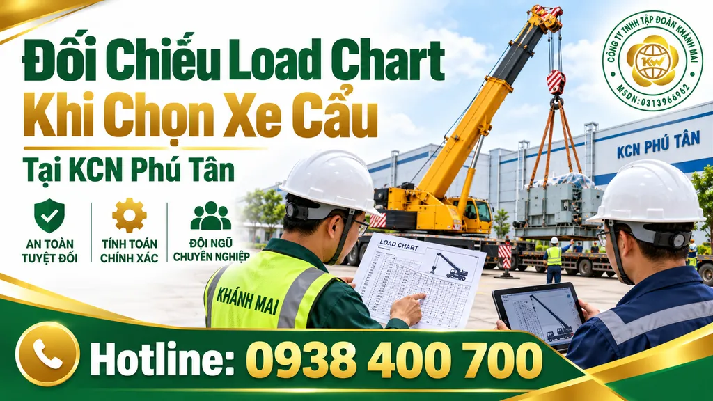 Đối chiếu load chart khi chọn xe cẩu tại KCN Phú Tân