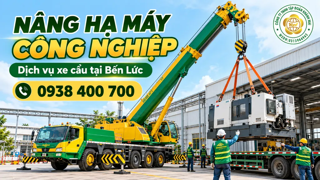 Nâng hạ máy công nghiệp bằng xe cẩu tại Bến Lức