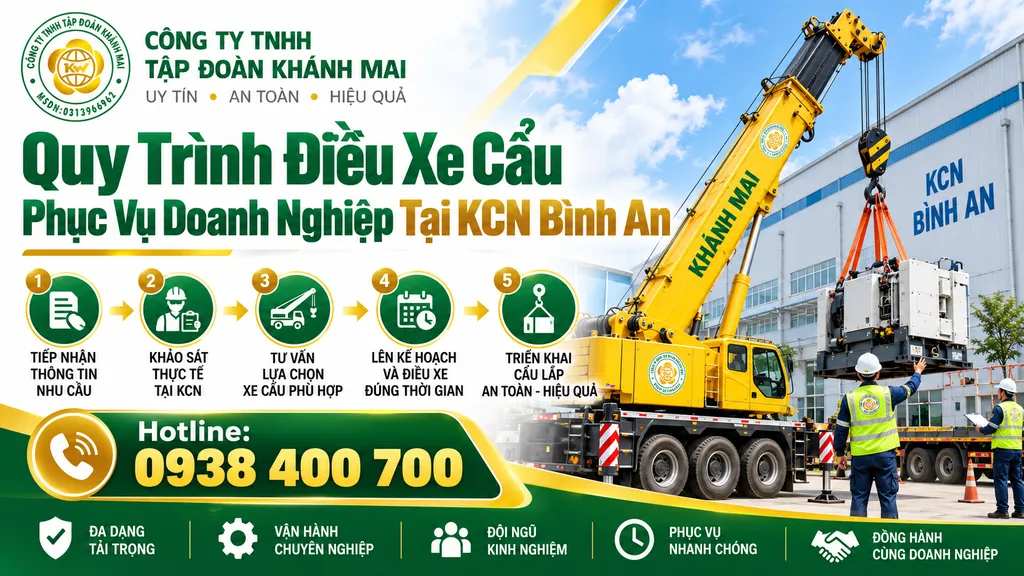 Quy trình điều xe cẩu phục vụ doanh nghiệp tại KCN Bình An