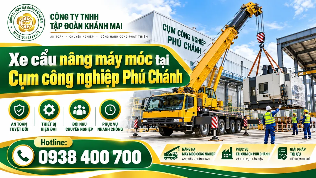 Xe cẩu Khánh Mai phục vụ nhà máy tại Phú Chánh