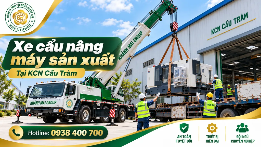 Xe cẩu nâng máy sản xuất từ xe tải tại KCN Cầu Tràm